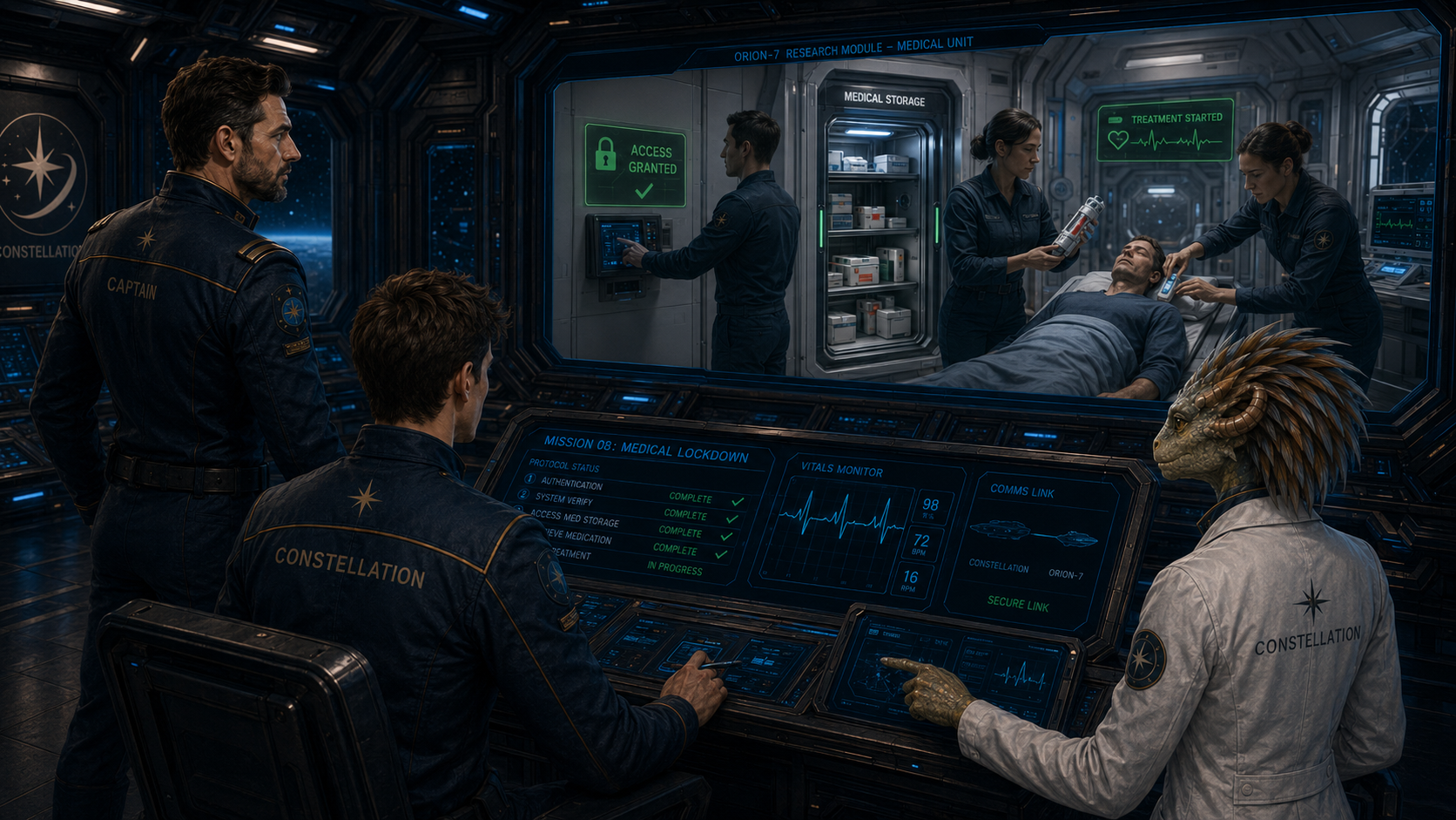 The crew opens the medical storage