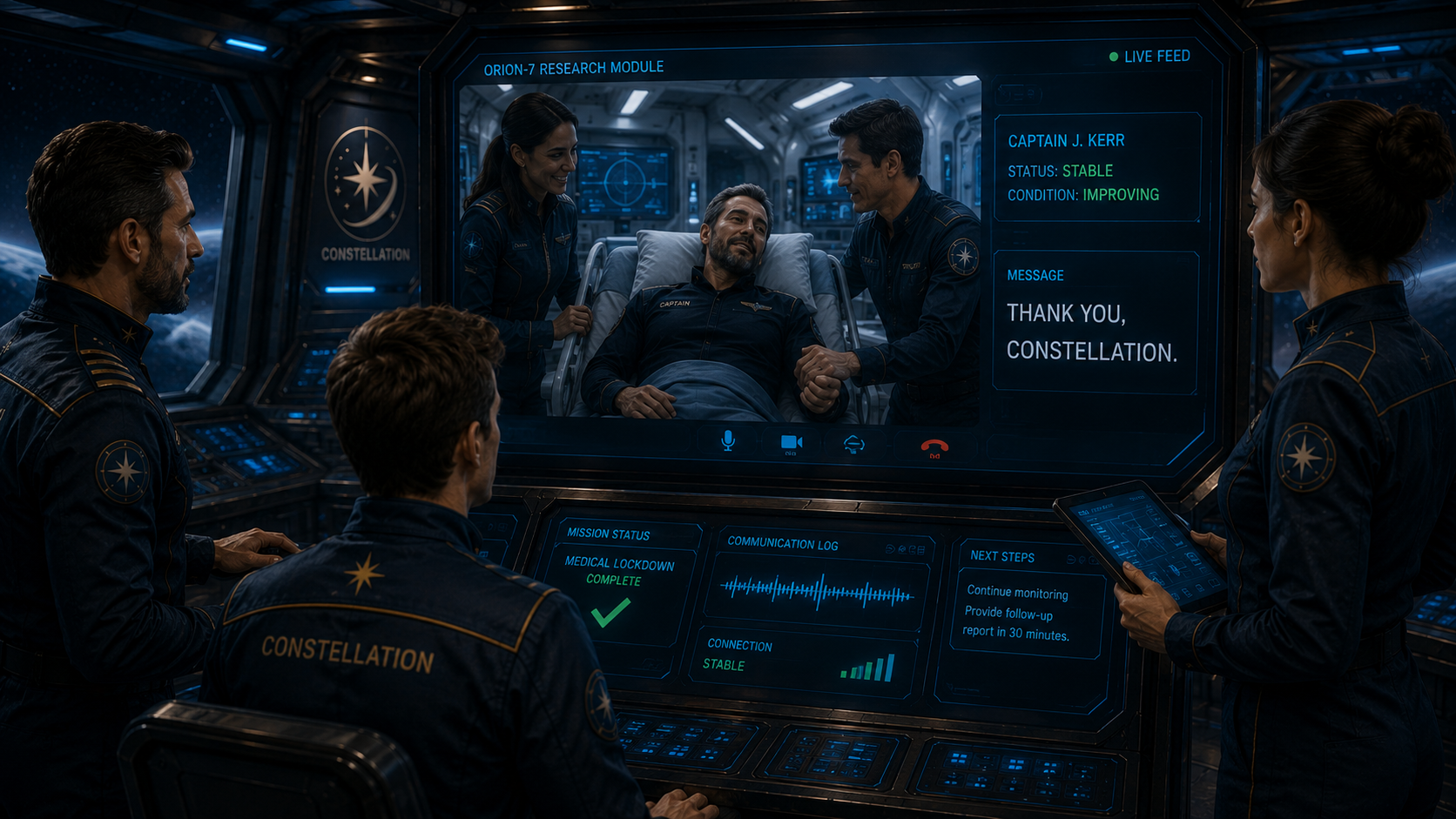 The captain is stable and the mission is complete